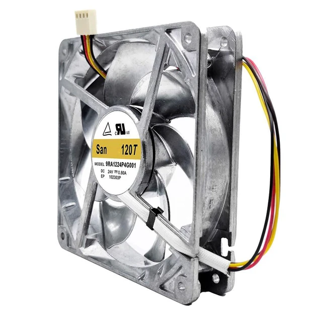 Alt view image 5 of 7 - 120mm 12025 DC24V Fan 9RA1224P4G001 0.8A 120 * 120 * 25mm 5000RPM 12cm Dual Ball All Metal Frequency Converter Cooling Fan (4pin)