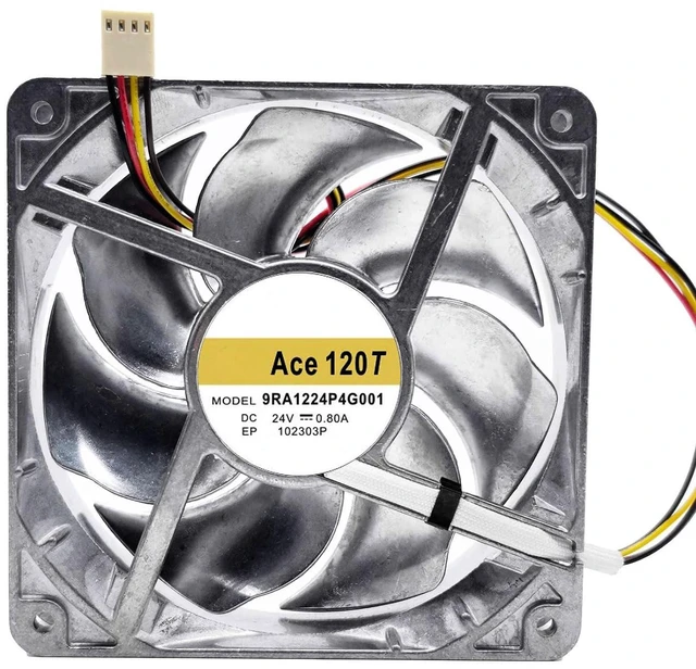 Main image of 120mm 12025 DC24V Fan 9RA1224P4G001 0.8A 120 * 120 * 25mm 5000RPM 12cm Dual Ball All Metal Frequency Converter Cooling Fan (4pin)