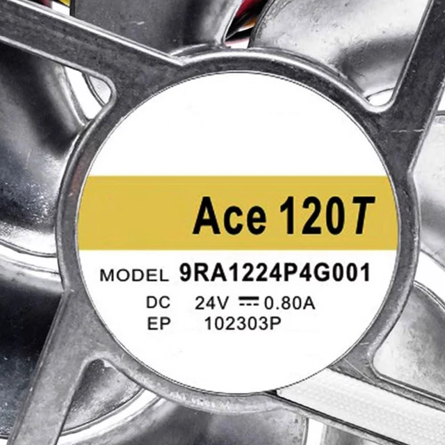 Alt view image 7 of 7 - 120mm 12025 DC24V Fan 9RA1224P4G001 0.8A 120 * 120 * 25mm 5000RPM 12cm Dual Ball All Metal Frequency Converter Cooling Fan (4pin)