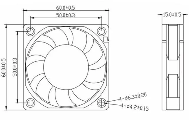 Alt view image 5 of 7 - 60MM DC24V Fan 0.10A 2.4W 4000RPM BDL0601524B 6015 60 * 60 * 15MM 6CM Double Ball Cooling Fan (2pin)