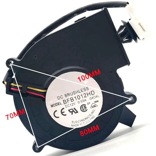 Alt view image 3 of 7 - 100mm Fan DC12V 0.58A for Delta BFB1012HD-04D4L 100 * 22.9MM 6.96W 4000RPM 10cm Double Ball Blower Cooling Fan (3pin)