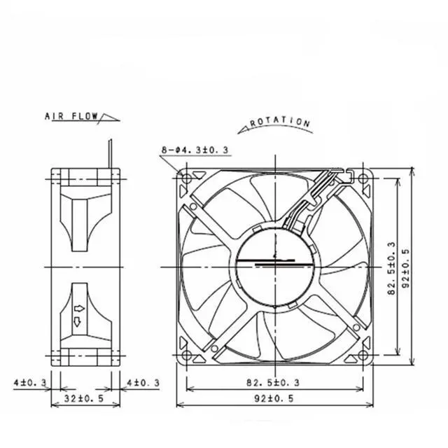 Alt view image 7 of 7 - 92MM for Nidec DC24V Fan 0.19A 9232 H92C24BS6AA7-53 9CM 9032 92 * 92 * 32mm Dual Ball Inverter Cooling Fan (3pin)