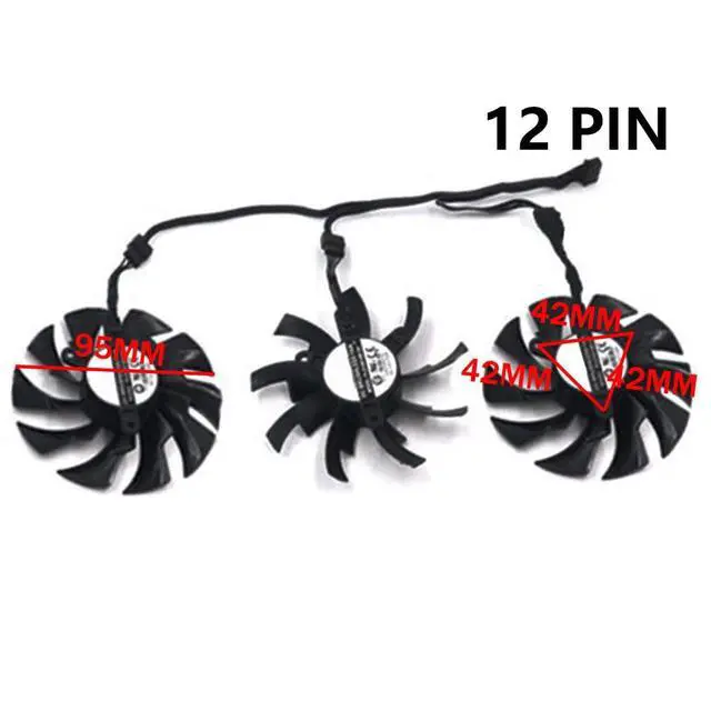 Alt view image 4 of 7 - Graphics Card Cooling Fans Suitable for GIGABYTE AORUS RTX 2060S 2070 2070S 2080 2080S 2080TI Xtreme Series Desktop 95mm PLD10015B12H 12V 0.55A 12Pin Video Card Cooler Fans GPU Fan