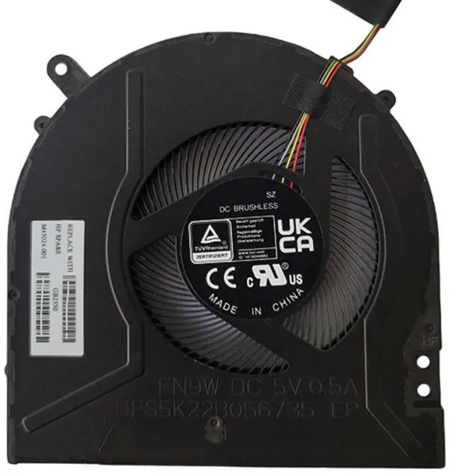 Main image of 5V 0.5A 4 PIN CPU Cooling Fans Suitable for HP Pavilion X360 15-ER 15T-ER TPN-W147 15-ER0125OD 15-ER1047NR 15-ER0097NR Series Laptop Cooler Fan DFS5K22B056735 FN9W P/N: M45131-001