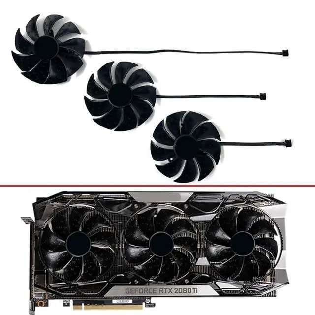 Alt view image 2 of 7 - Graphics Card Cooling Fans Suitable for EVGA RTX 2070 2070S 2080 2080S 2080ti FTW3 Ultra Gaming Series Desktop 87mm PLD09220S12H 12V 0.55A 4Pin Video Card Cooler Fans GPU Fan