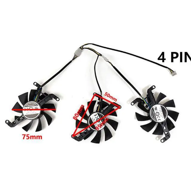 Alt view image 4 of 7 - Graphics Card Cooling Fans Suitable for XFX Speedster QICK308 Radeon RX 6650XT 6600XT Black/MERC Series Desktop GFY09010E12SPA 75mm 12V 0.5A 4Pin Video Card Cooler Fans GPU Fan