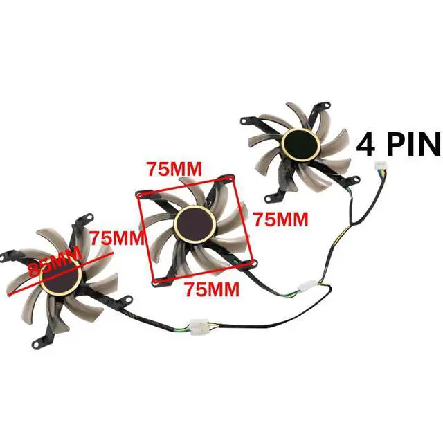 Alt view image 4 of 7 - Graphics Card Cooling Fans Suitable for PNY Manli LEADTEK RTX 2080 2080TI 2080S 2070S GTX 1080ti Series Desktop 85mm T129215SU 12V 0.50A 4Pin Video Card Cooler Fans GPU Fan