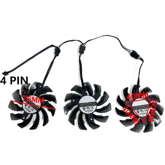 Alt view image 4 of 7 - Graphics Card Cooling Fans Suitable for GIGABYTE RX 6700XT 6700 6600 6600XT Eagle Series Desktop 75mm PLD08010S12HH 12V 0.35A 4Pin Video Card Cooler Fans GPU Fan
