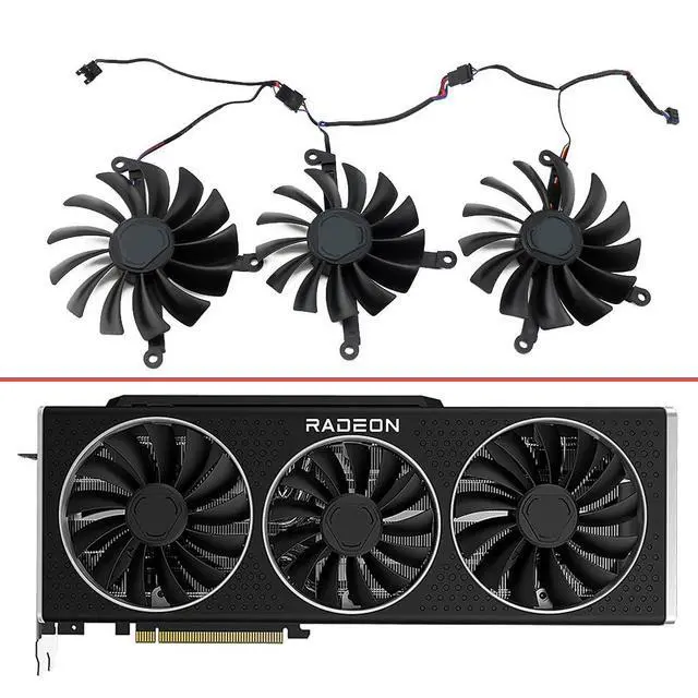 Alt view image 5 of 7 - Graphics Card Cooling Fans Suitable for XFX RX 6800 6800XT 6900XT Speedster 319 Series Desktop Video Card Cooler Fans GPU Fan 85MM CF9015U12D 95mm CF1015U12D 12V 0.55A 4Pin