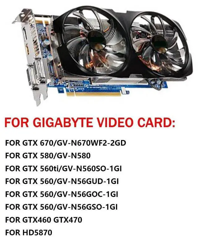 Alt view image 4 of 7 - Graphics Card Cooling Fans Suitable for GIGABYTE GV N560 N560OC N670 GTX 670 580 560 560ti 460 470 HD5870 Series Desktop 75mm T128010SM 12V 0.20A 3Pin Video Card Cooler Fans GPU Fan