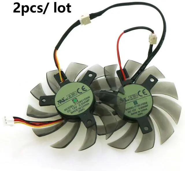 Alt view image 7 of 7 - Graphics Card Cooling Fans Suitable for GIGABYTE GV N560 N560OC N670 GTX 670 580 560 560ti 460 470 HD5870 Series Desktop 75mm T128010SM 12V 0.20A 3Pin Video Card Cooler Fans GPU Fan