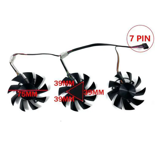 Alt view image 4 of 7 - Graphics Card Cooling Fans Replacement for ASUS TUF3 TUF X3 RX 5700XT 5700 GTX 1660 1660S 1660TI Gaming Series 75mm PLA08015S12HH 12V 0.35A 7Pin Video Card Cooler Fans GPU Fan