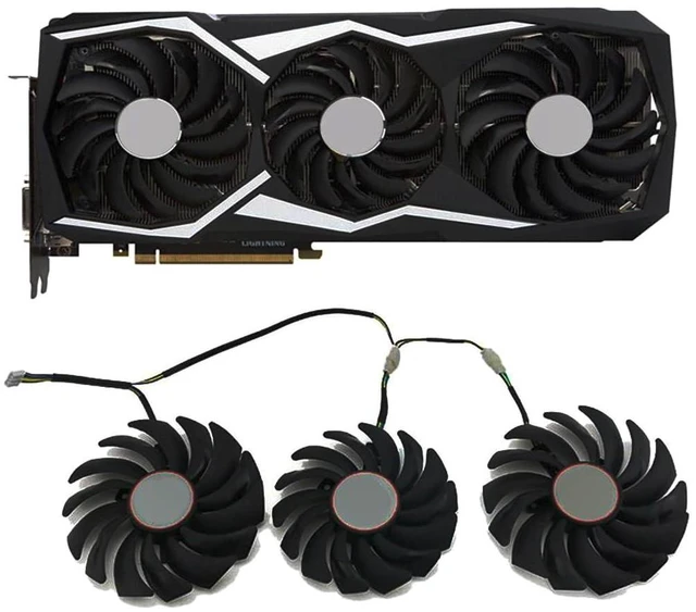Alt view image 2 of 7 - Graphics Card Cooling Fans Suitable for MSI GeForce GTX 1080 Ti Lightning X/Z Series Desktop 95mm PLD10010S12HH 85mm PLD09210S12HH 12V 0.40A 4Pin Video Card Cooler Fans GPU Fan