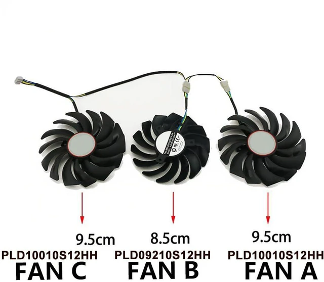 Alt view image 5 of 7 - Graphics Card Cooling Fans Suitable for MSI GeForce GTX 1080 Ti Lightning X/Z Series Desktop 95mm PLD10010S12HH 85mm PLD09210S12HH 12V 0.40A 4Pin Video Card Cooler Fans GPU Fan