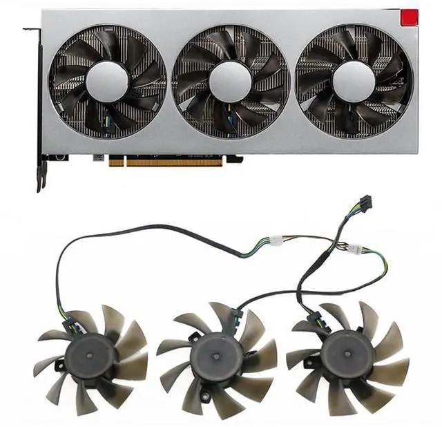 Alt view image 2 of 7 - Graphics Card Cooling Fans Suitable for AMD for Gigabyte for MSI for Powercolor for Sapphire for XFX Radeon VII Series Desktop 75mm FD8015H12S 12V 0.32A 4Pin Video Card Cooler Fans GPU Fan