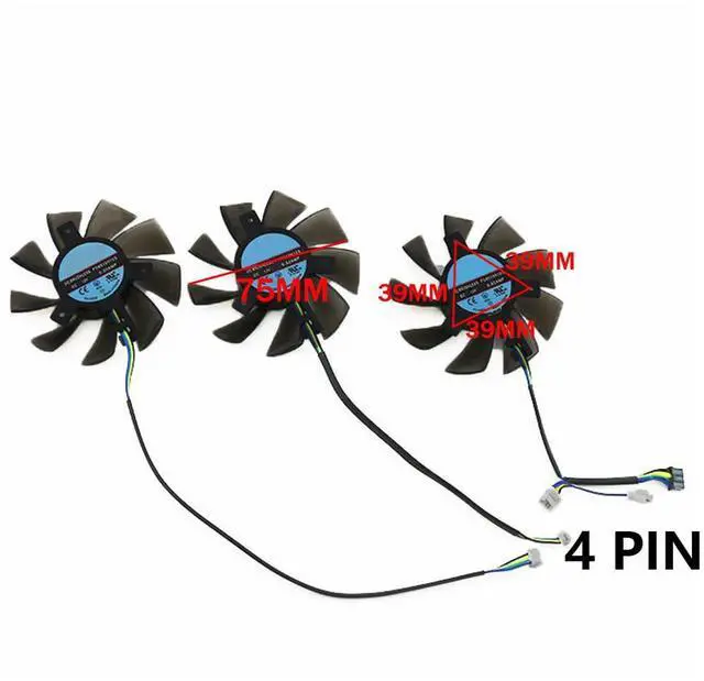 Alt view image 4 of 7 - Graphics Card Cooling Fans Suitable for AMD for Gigabyte for MSI for Powercolor for Sapphire for XFX Radeon VII Series Desktop 75mm FD8015H12S 12V 0.32A 4Pin Video Card Cooler Fans GPU Fan