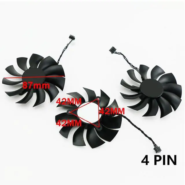 Alt view image 4 of 6 - Graphics Card Cooling Fans Suitable for EVGA GTX 1080 TI FTW3 DT Gaming/Black Elite Series Desktop 87mm PLA09215B12H 12V 0.55A 4Pin Video Card Cooler Fans GPU Fan