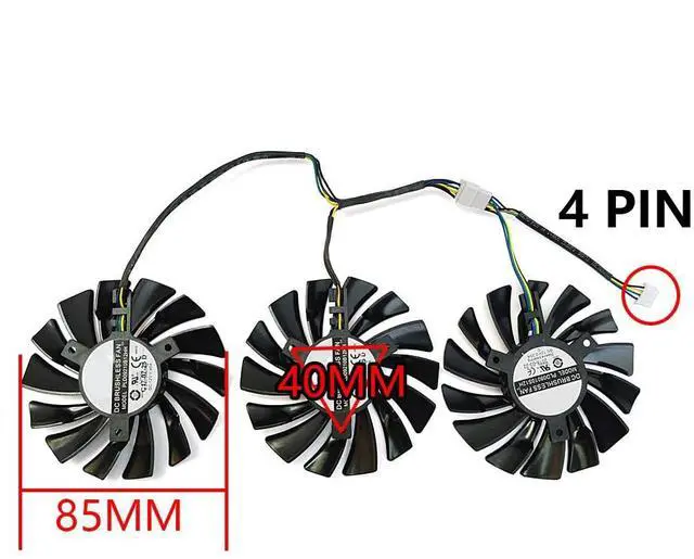 Alt view image 5 of 7 - Graphics Card Cooling Fans Suitable for MSI GTX 1060 1070 1070TI 1080 1080TI Duke GTX 980Ti Lightning Series Desktop PLD09210S12HH 85mm 12V 0.40A 4Pin Video Card Cooler Fans GPU Fan