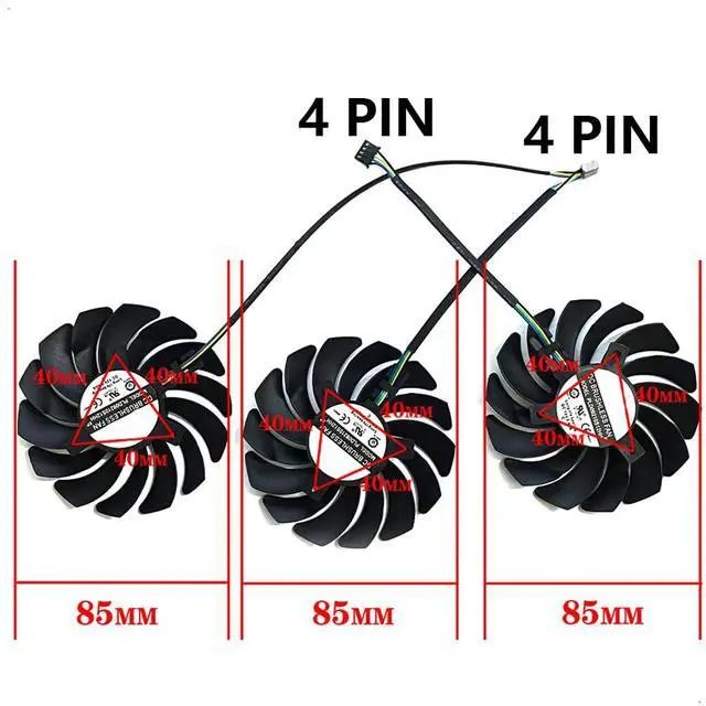 Alt view image 3 of 6 - Graphics Card Cooling Fans Suitable for MSI RTX 3060 3060Ti 3070 3070TI 3080 3080TI 3090 Ventus 3X Series Desktop PLD09210S12HH PLD09210B12HH 85mm 12V 0.40A 4Pin Video Card Cooler Fans GPU Fan