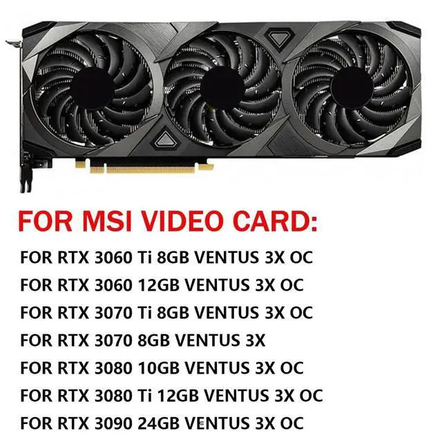 Alt view image 4 of 6 - Graphics Card Cooling Fans Suitable for MSI RTX 3060 3060Ti 3070 3070TI 3080 3080TI 3090 Ventus 3X Series Desktop PLD09210S12HH PLD09210B12HH 85mm 12V 0.40A 4Pin Video Card Cooler Fans GPU Fan