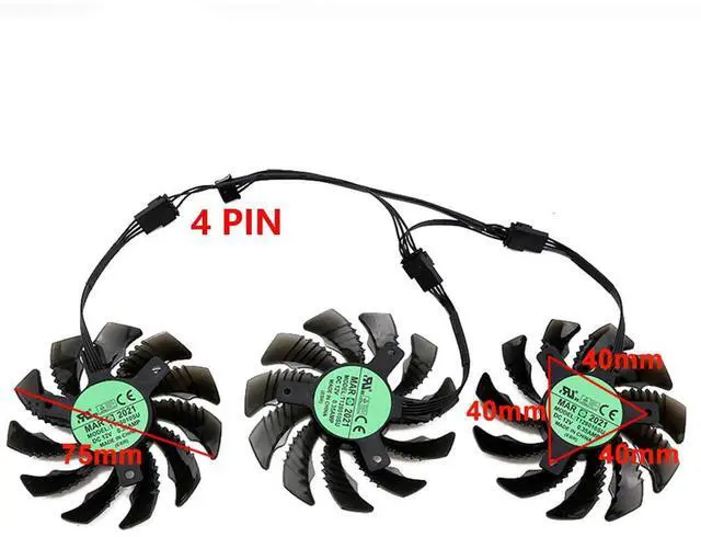 Alt view image 4 of 6 - Graphics Card Cooling Fans Suitable for Gigabyte GeForce RTX 3060 3060Ti Gaming RTX 3070 3070Ti Eagle Radeon RX 6500XT 6600XT 6700XT Gaming Series Desktop 75mm T128010SU 12V 0.35A 4Pin GPU Fans