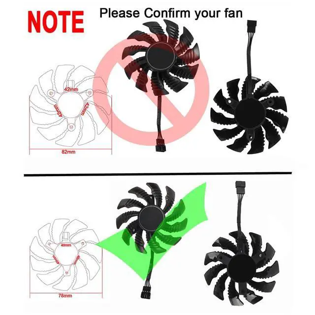 Alt view image 5 of 7 - 75mm Graphics Card Cooling Fans Suitable for Gigabyte GTX 1660 1660ti 1660S RTX 2060 2060S 2070 2080 2080Ti WINDFORCE/Gaming Series Desktop 75mm PLD08010S12HH 12V 0.35A 4Pin Video Card Cooler Fan