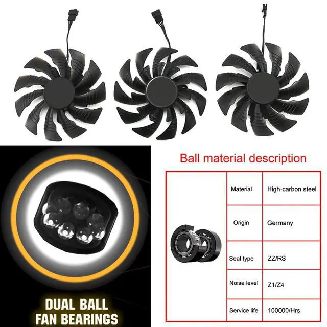 Alt view image 6 of 7 - Graphics Card Cooling Fans Suitable for Gigabyte AORUS GTX 1080 1080ti 1070 Xtreme Series Desktop 95mm T129215BU 95mm 12V 0.55A 4Pin Video Card Cooler Fans GPU Fan
