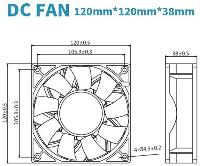 Alt view image 6 of 6 - F12038Z58D024 24V 1.25A 12038 12CM High Airflow Inverter Server Cooling Fan