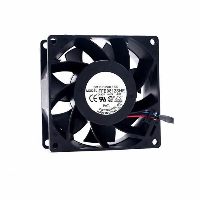 Alt view image 2 of 5 - FFB0812SHE 80mm DC12V 0.87A Server Cooling Fans Server Square Fan 3-Wire 80x80x38mm 8038 Dual Ball Bearing Cooling Fan