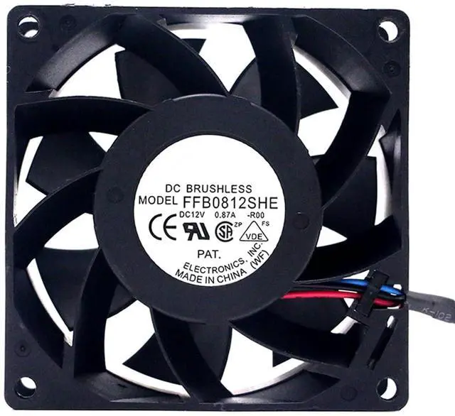 Main image of FFB0812SHE 80mm DC12V 0.87A Server Cooling Fans Server Square Fan 3-Wire 80x80x38mm 8038 Dual Ball Bearing Cooling Fan