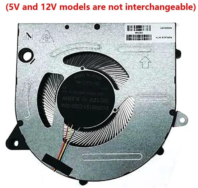 Alt view image 6 of 7 - 12V CPU Cooling Fans Suitable for HP Pavilion PRO 16 16-AB 16-ab0000TX 16-ab0556TX TPN-W161 Series Laptop Cooler Fan 12V 9.6W 4 PIN EG50060S1-C200-S9A + EG50060S1-C190-S9A P/N: N63220-001 (CPU)