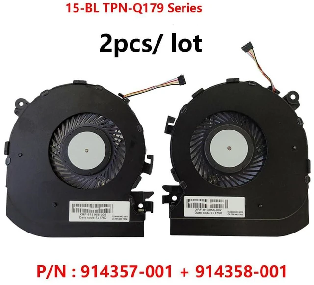 Alt view image 2 of 7 - CPU + GPU Cooling Fans Suitable for HP Spectre X360 15-BL TPN-Q179 Series 15-BL125NR 15-BL112DX 15-BL000xx Laptop Cooler Fan 5V 0.5A 4 PIN 0FJ380000H + 0FJ39000H P/N : 914357-001 + 914358-001 (2PCS)