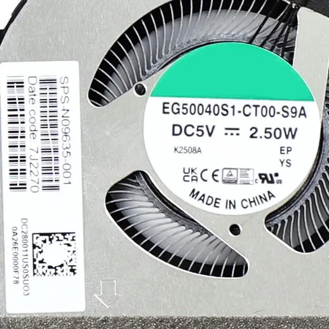 Alt view image 3 of 7 - CPU + GPU Cooling Fans Suitable for HP Envy X360 15-EY 15-EW 15T-EW 15Z-EY TPN-C157 2-in-1 Series Laptop Cooler FAN 5V 4 PIN EG50040S1-CT00-S9A + EG50060S1-C610-S9A P/N: N09635-001 + N09634-001 (2PCS)