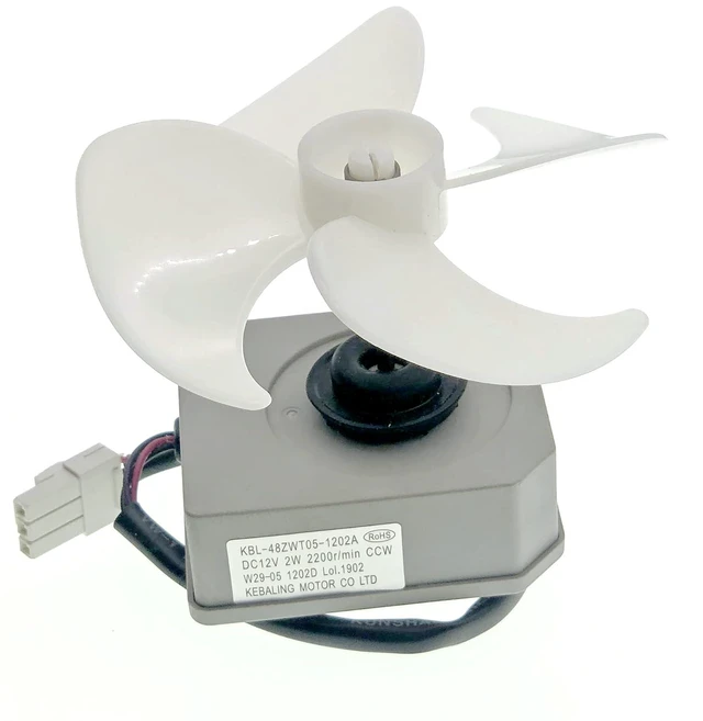 Alt view image 4 of 7 - KBL-48ZWT05-1202A Refrigerator Evaporator Fan Motor Assembly Fit for Frigidaire Magic Chef Omar Refrigerator Replaces 3059900004 5304518492, DC 12V 2200RPM(with 4-Leaf Fan and Rubber pad)