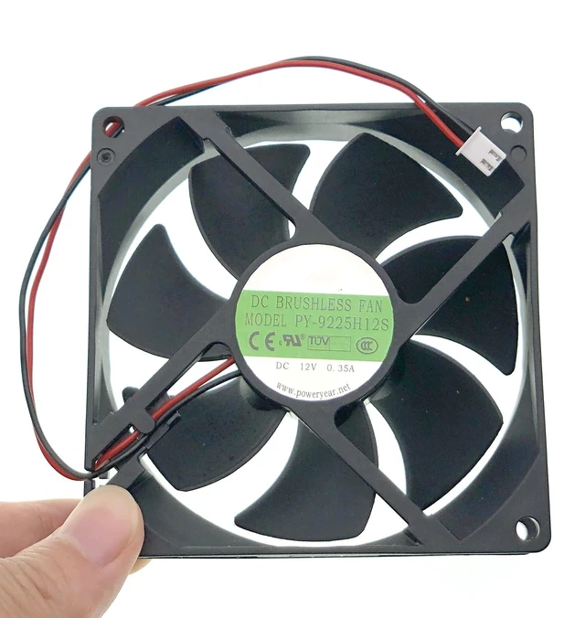 Alt view image 3 of 7 - New Cooling Fan for POWERYEAR PY-9225H12S DC 12V 0.35A 9025,Size: 90X90X25mm 2-pin 2-Wire DC Brushless Fan.
