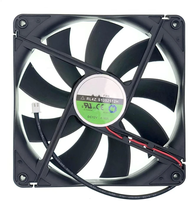 Main image of New Cooling Fan for Globe Fan RL4Z S1352512H, DC 12V 0.33A Size:135x135x25mm 2-Wire Chassis Power Cooling Fan.
