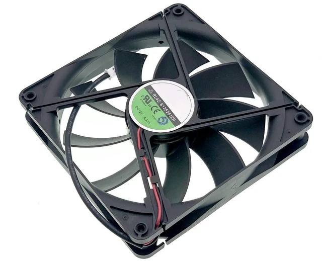 Alt view image 3 of 7 - New Cooling Fan for Globe Fan RL4Z S1352512H, DC 12V 0.33A Size:135x135x25mm 2-Wire Chassis Power Cooling Fan.