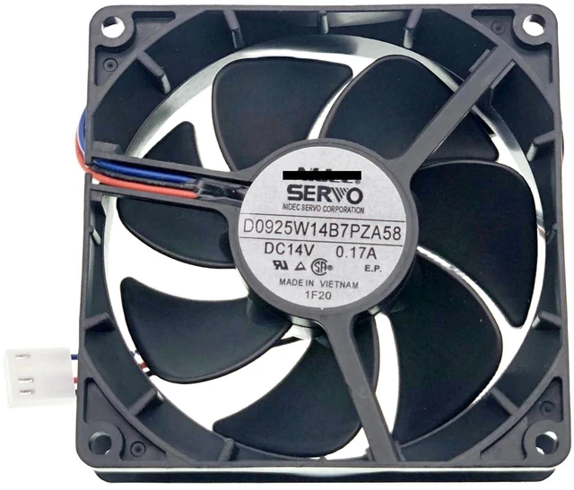 Main image of New Cooling fan for D0925W14B7PZA58 DC14V 0.17A 9225 Waterproof Silent Cooling Fan 3-Wire Size:92×92×25mm
