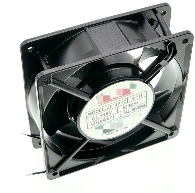Alt view image 6 of 7 - New Aluminum Frame Cooling Fan for MECHATRONICS UF12A12-BTH AC 115V 50/60Hz 120mm Fan 14/16 WATT P/NUF12A12 Size:120x120x38mm.