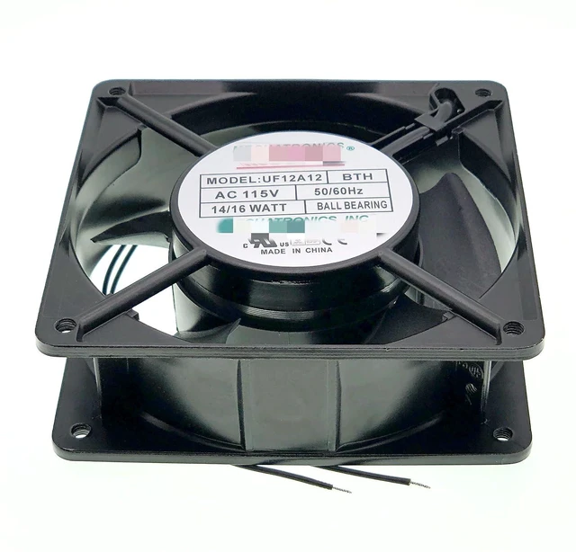 Alt view image 3 of 7 - New Aluminum Frame Cooling Fan for MECHATRONICS UF12A12-BTH AC 115V 50/60Hz 120mm Fan 14/16 WATT P/NUF12A12 Size:120x120x38mm.