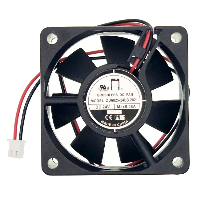 Alt view image 2 of 7 - Cooling Fan OD6025-24LB, 2.36" x 2.36" x 0.98", Server Cooling Fan, Compatible with Viking 004551-000, 000730-000, 12075003, PE050226, PE950185, V12075003, DC 24V 0.08A