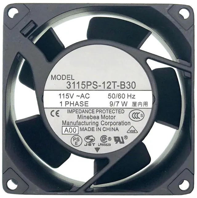Main image of New Cooling fan for 3115PS-12T-B30 115V-AC 50/60HZ 9/7W 3200RPM 8CM 8038 Size80*80*38mm.