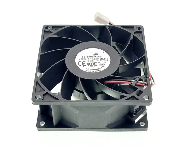 Alt view image 5 of 7 - New Cooling Fan for FFB0912EHE DC12V 1.50A 16.2W 5700RPM 102CFM 92X92X38mm 3-Pin 3-Wire Brushless Fan.