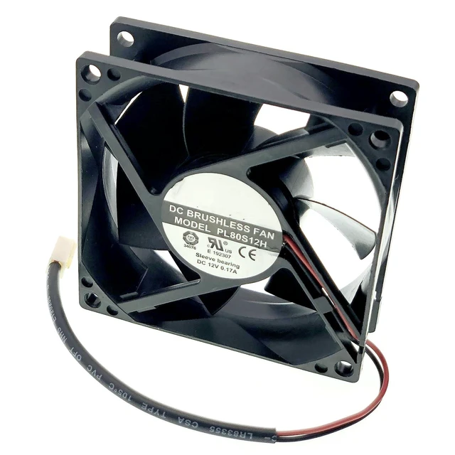 Alt view image 4 of 7 - New Cooling Fan for PL80S12H DC 12V 0.17A 2-Wire Size: 80x80x25mm.