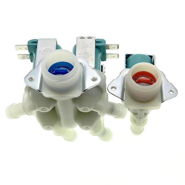 Alt view image 2 of 7 - DC62-00214M+DC62-30314K Washer Cold & Hot Water Inlet Valve Fit for Samsung, Maytag Washer, Replace AP5623062, 2979589, PS4208704, DC62-30314H, 1810145 120V 60Hz.