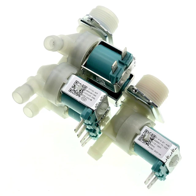 Alt view image 4 of 7 - DC62-00214M+DC62-30314K Washer Cold & Hot Water Inlet Valve Fit for Samsung, Maytag Washer, Replace AP5623062, 2979589, PS4208704, DC62-30314H, 1810145 120V 60Hz.