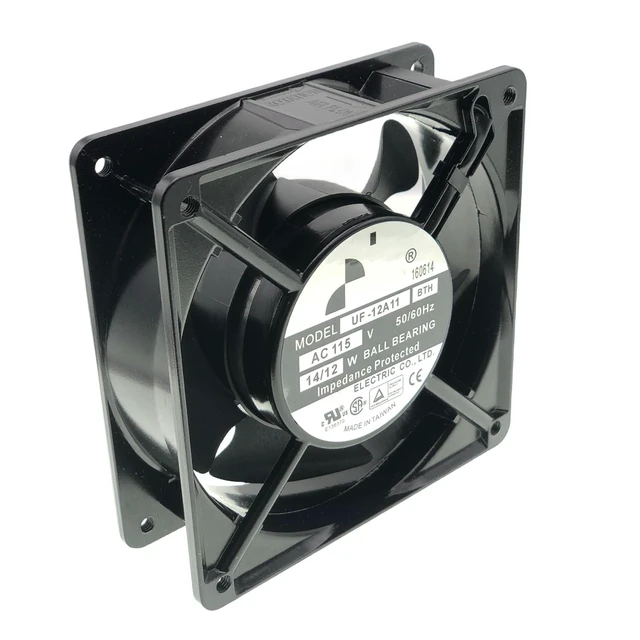 Alt view image 6 of 7 - For FULLTECH UF-12A11 BTH 115V 14/12W 12038 2-Pin Cabinet Cooling Fan Size: 120X120X38mm.