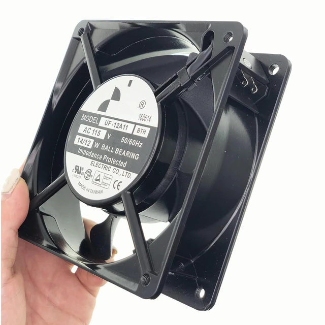 Alt view image 5 of 7 - For FULLTECH UF-12A11 BTH 115V 14/12W 12038 2-Pin Cabinet Cooling Fan Size: 120X120X38mm.