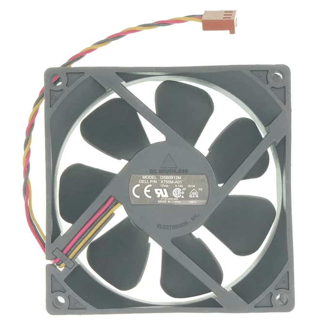 Alt view image 6 of 7 - New Case Cooling Fan for Delta DSB0912M, for Dell OptiPlex 3020 Desktop X755M-A01,3-Pin 12V 0.19A Size: 92x92x25mm.