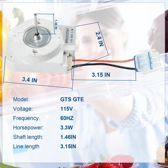 Alt view image 3 of 6 - GTS16DTHJRWW GTE17DTNERBB GTS18HSNDRSS Refrigerator Evaporator Fan Motor for GE GTS18HGNDRWW GTS16DTHMRWW GTE16GSHMRSS GTS17KBSARWW GTS18GTHJRWW GTE17GSNDRSS GTE17GSNERSS GTS18GSNDRSS GTE16GSHMRSS